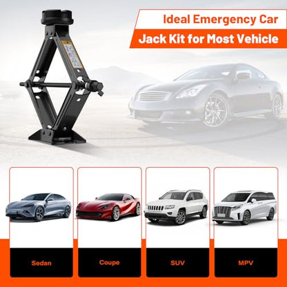 IMAYCC Car Jack Kit 2.5 Ton,Scissor Car Jack, Portable Tire Changing Kit for Car SUV MPV - color: Gray