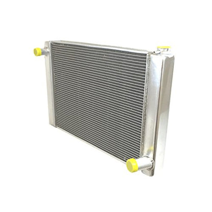 JSD G168 2 Row Single Pass Aluminum Racing Radiator Overall 28" x19" x3" Compatible with Chevy GM SBC BBC - size: 28" x19" x3"