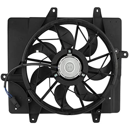 BOXI 620-440 Radiator Condenser Cooling Fan Assembly Fits for Chrysler PT Cruiser 2001-2008 2.4L L4 with 3-Pin Connector (Replaces 5017407AA)