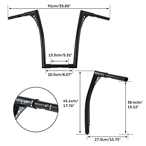 XMT-MOTO 18" Rise 1-1/4 Ape Hangers Handlebar Fit For Harley FLST FXST XL - color: Gloss Black, size: 18 INCH