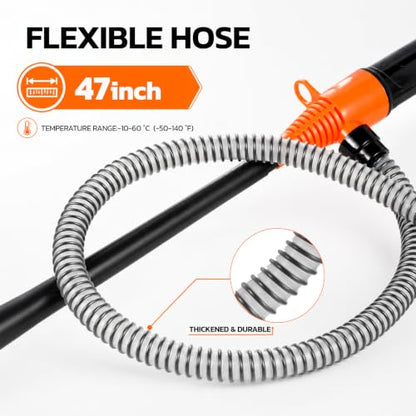 Battery Fuel Transfer Pump, 47-Inch Hose Adjustable-flow nozzle