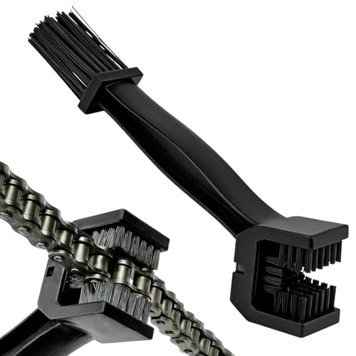 Motorcycle Chain Washer, Double-Ended Chain Gear Cleaning Tool w/Three-Sided & Long Bristles, Chains Crankset Brush Dirt Cleaner for Motorcycle Bicycle Mountain Bike (Black) - color: 1 PCS, Black