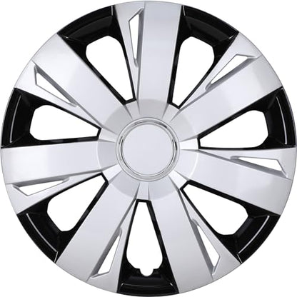 4-Pack 15 Inch Wheel Rim Cover Hubcaps, 15" Replacement - color: 5077-Silver & Black-15