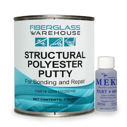 Structural Polyester Putty for Bonding and Repair - Filled with Fiberglass Fibers for Extra Strength. Patching, Filling or Bonding for Automotive and Marine Appliciations. (Quart) - size: Quart