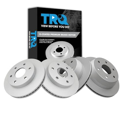 TRQ Front & Rear Brake Coated Rotor Kit 4 Piece Set - style: BKA14798
