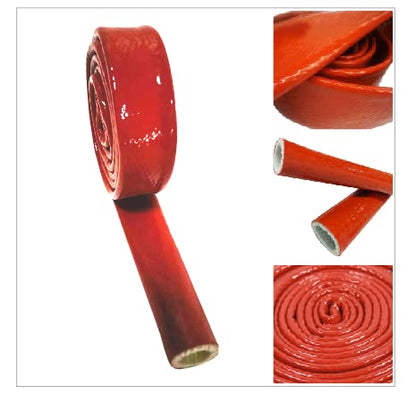 Fuel Line Heat Shield Insulation Heat Shielded Fire Sleeve Silicone Coated Fiberglass Heat Protection for Automotive Hose Lines & Electrical Wiring-（Red 1/2" ID x5FT） - color: Red, size: 1/2" ID x 5FT