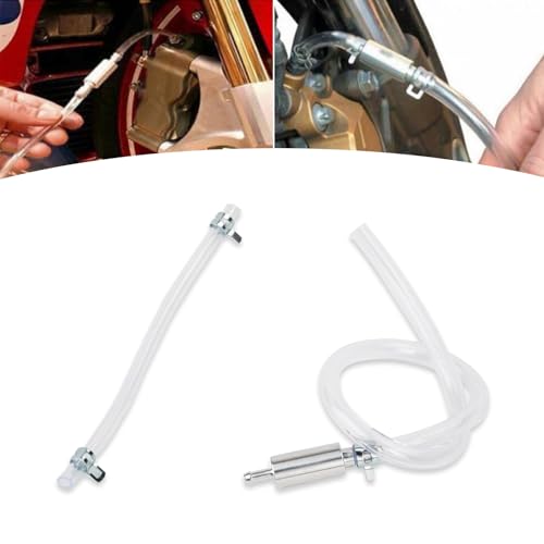 Pack-2 Brake Bleeder With One-Way Non-Return Check, Hydraulic Fluid Replacement Hose, Universal Clutch Bleeding for Motorcycle (Silver)