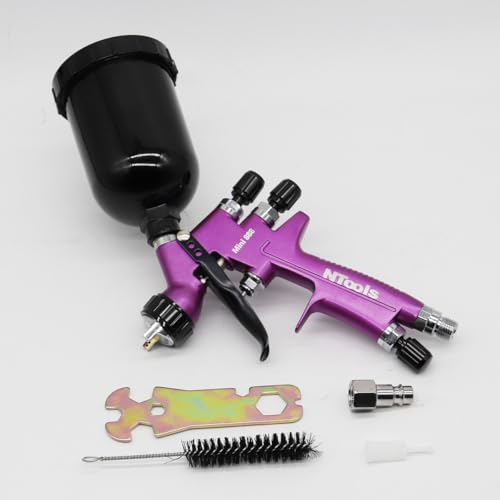 Touch-Up Mini Air Spray Gun, 1.2mm Stainless Steel Nozzle, 250ml Capacity, HVLP Auto Paint Sprayer for Cars and Furniture (Purple, 1.2mm Nozzle) - color: Purple, size: 1.2mm Nozzle