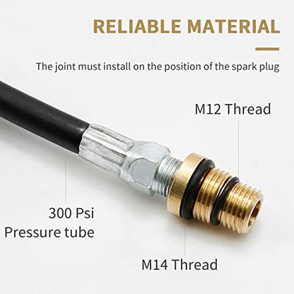 18.9" Engine Air Valve Holder Pressure Pipe with Ball Valve, Removal M14 M12 Thread to 1/4 NPT Cylinder Leakage Test Assistant Set for Automobile Truck Ship ATV UTC Engine