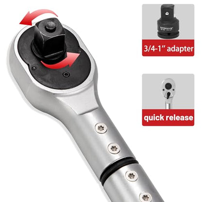 3/4 Inch Torque Wrench, 48 Tooth Torque Wrench 3/4 Drive 160-840FT.LB/217-1139N.M with a Solid Storage Case - size: 3/4''-800FT.LB