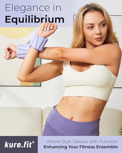 Pilates Wrist & Ankle Weights | Adjustable Weighted Bangles | 1/2/3LB Each - color: Lilac, size: 1 LB