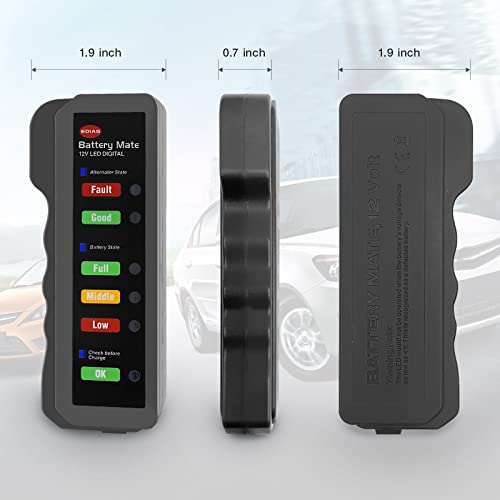 Automotive Load Tester Indicator, 12V Automotive Vehicle Battery Condition Detector, LED Indication, Digital Alternator Charging System Analyzer, Universal for Car, Motorcycle, Truck.