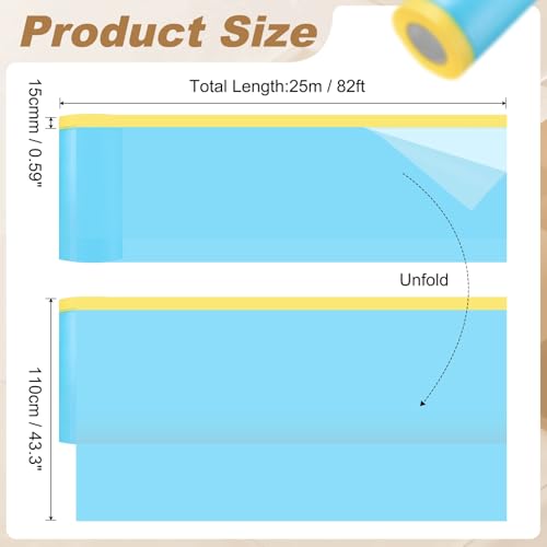 HARFINGTON 2pcs Pre-Taped Masking Film 43.3" x82ft w Plastic Sheeting,Blue - color: Blue, size: 43.3"x82ft