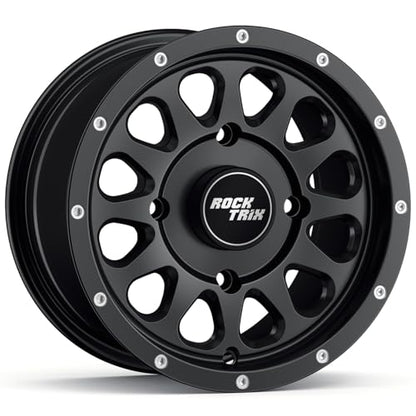 RockTrix RT111 12x7 ATV UTV Wheel 4x110 5+2 Offset, Matte Black, 1pc Single - size: 12x7 (5+2) 1pc
