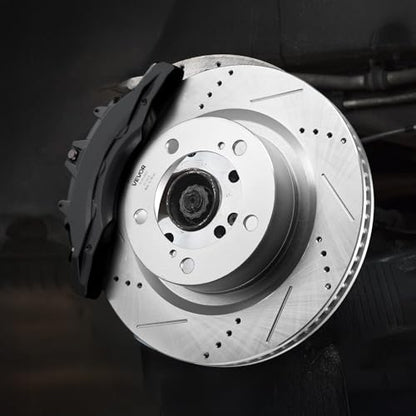 VEVOR Front & Rear Ceramic Brake Kit Compatible with 2016-2021 Lexus LX570, 2016-2021 Toyota Land Cruiser, Drilled and Slotted Brake Rotors Ceramic Brake Pads Replacement Kit, 14 inch Front Rotors - size: S-31482 + S-31483
