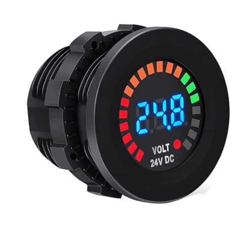 MGI SpeedWare 24vDC Voltmeter Gauge with Blue LED Digital Display (Long Body) - size: 24V Long Body