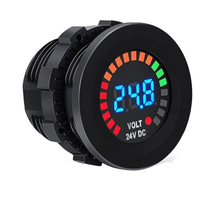 MGI SpeedWare 24vDC Voltmeter Gauge with Blue LED Digital Display (Long Body) - size: 24V Long Body