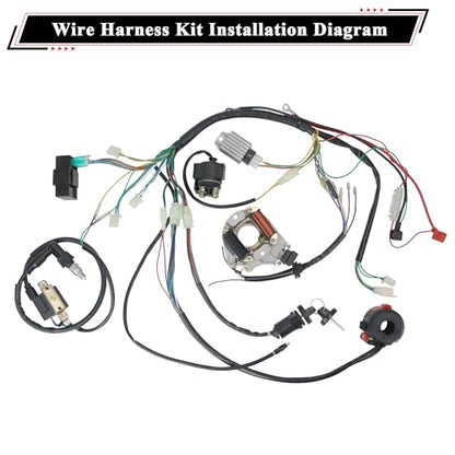 110cc Full Wiring Harness Kit with 2-Pole Magneto Stator - style: ZMBWH008YBW-6