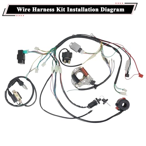 110cc Full Wiring Harness Kit with 2-Pole Magneto Stator - style: ZMBWH008YBW-6