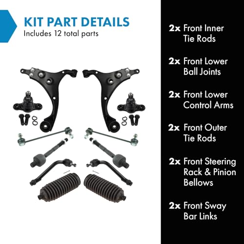 TRQ Front Steering and Suspension Kit Tie Rods Control Arms Ball Joints - style: PSA35246