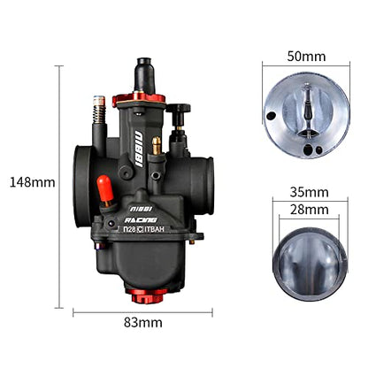 NIBBI Carburetor PWK28 fit Motorcycle Engine with 28mm Carb Jets for DirtBike MiniBike Pit Bike GY6 ATV - size: PWK28MM