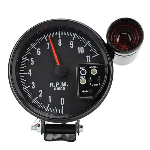 12V 5in Car Tachometer with LED Shift Light 7 Color Display 11 RPM Clear Lens Installation Package for 4 6 8 Cylinder Vehicles