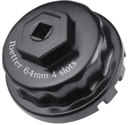 Heavy Duty Oil Filter Wrench for Toyota,Lexus,RAV4,Camry,Tundra,Highlander,Sienna,Cruiser,Venza-Filter Cap Removal Socket Tool for 2.5-5.7L Engines with 64mm Cartridge Style Oil Filter Housings - style: 4 slots