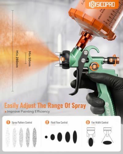 HVLP Spray Gun, Automotive Paint Gun With10 Disposable Paint Cups - color: Green