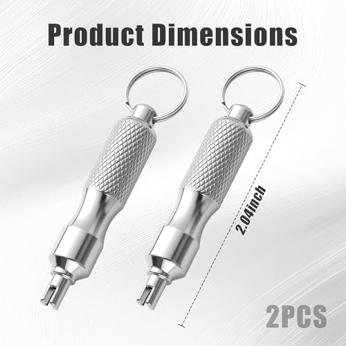 2 Pcs Valve Core Removal Tool Keychain, Stainless Steel