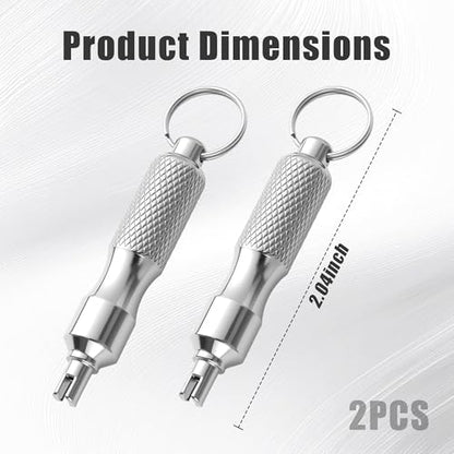 2 Pcs Valve Core Removal Tool Keychain, Stainless Steel
