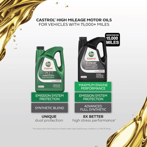 Castrol GTX High Mileage 5W-30 Synthetic Blend Motor Oil, 5 Qt, Pack of 3 - size: 5 Quarts, Pack of 3
