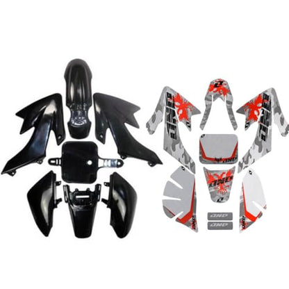 Black CRF50 Plastic Kit XR50 Plastic Fender Kit w/Graphics Decals Kit for XR 50 CRF 50 SDG SSR 107 110 125 Pit Dirt Bike Taotao DB14 Baja DR49