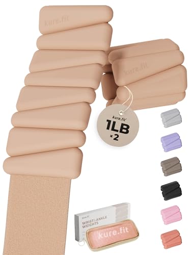 Pilates Wrist & Ankle Weights | Adjustable Weighted Bangles | 1/2/3LB Each - color: Sand, size: 1 LB
