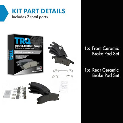 TRQ Front and Rear Brake Pad Set Ceramic - color: Ceramic, size: BFA12936