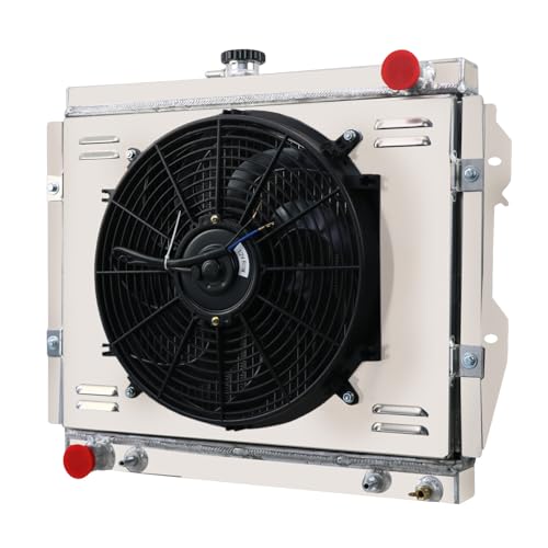 Automotive Replacement Engine Radiators 4 Row Radiator Shroud Fan with Thermostat Relay Kit For Toyota Pickup 4Runner 2.4L L4 1984-1995 Aluminum Radiator Fan - size: 4 Row Radiator+Cap+Shroud Fan+Relay Kit(AT)