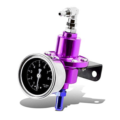 Auto Dynasty 160psi Adjustable Aluminum Fuel Pressure Regulator+Oil Filled Gauge (Purple) - color: Purple