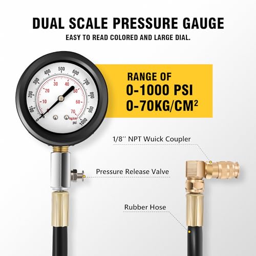 DNA Motoring TU-15A Diesel Engine Compression Gauge Tester with Gauge & Adapters, Cylinder Pressure Meter Teste Tool Kit for Cars Trucks, TOOLS-00337 - style: TU-15B Cylinder Pressure Teste