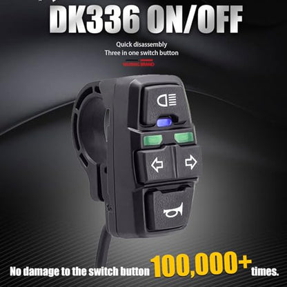 Universal Motorcycle Turn Signal Switch Ebike Light and Horn Switch 3 in 1 - style: 3-in-1 switch DK336