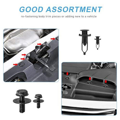 Ohleats 35 PCS Car Engine Under Cover Splash Shield Guard Body Bolts, Auto Bumper Extruded U-Nuts Clips Kit, Fender Liner Push Retainer Fastener Rivet Clips, Car Accessories - color: 35 PCS