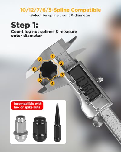 5/6/7/10/12 Spline Lug Nut Socket Set, 12 Pcs Locking Lug Nut Key