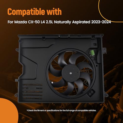 maXpeedingrods Engine Cooling Fan Assembly for Mazda CX-50 2023-2024 2.5L Naturally Aspirated, PX8E15025 - size: PX8E15025