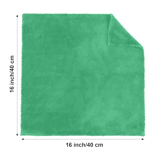 Shimeyao 30 Pcs 16 x 16 Inch Edgeless Microfiber Plush Towels for Cars Detailing Drying Wash Polishing Absorbent Cleaning Cloths, 500 GSM (Grass Green) - color: Grass Green, size: 16 x 16 Inch