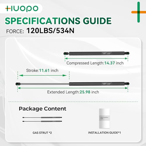 HUOPO SE263P120 26 inch 120lb Gas Struts for Tonneau Cover, 2 Pack