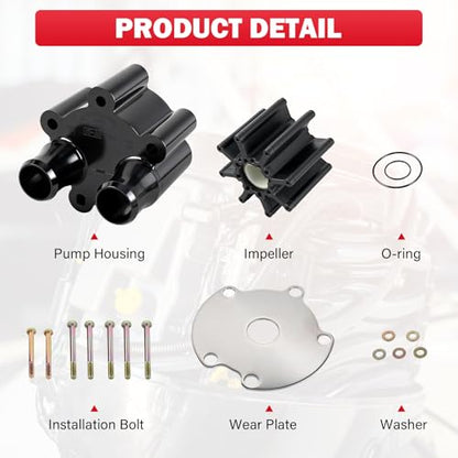 807151A14 Sea Water Pump Housing and Impeller Repair Kit Replacement for Mercruiser Bravo Engines Water Pump - Replaces Sierra 18-3150, Quicksilver 807151A14, Mercury 46-807151A14, 46-807151A7