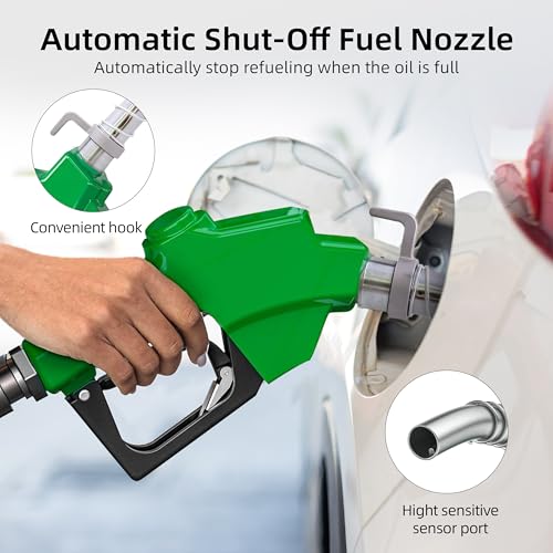 2 Pack Automatic Fuel Nozzle 1 inch NPT with Fuel Hose Swivel & Hook - color: 2pack green, size: 1'' NPT