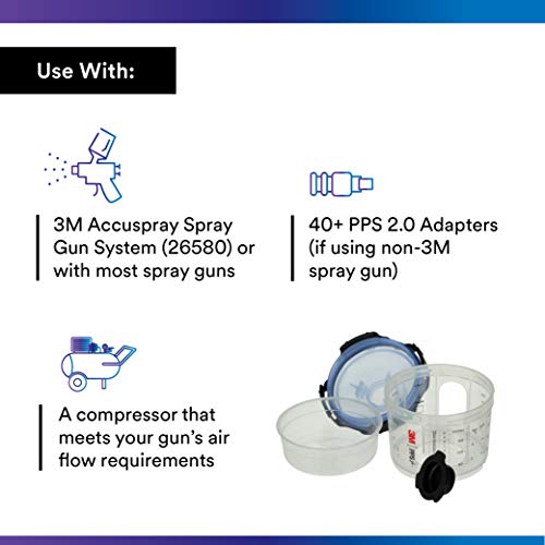 3M PPS 2.0 Spray Gun Cup, 26328, Micro, 3 fl oz - size: Micro, 125-Micron Filter