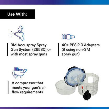 3M PPS 2.0 Spray Gun Cup, 26328, Micro, 3 fl oz - size: Micro, 125-Micron Filter