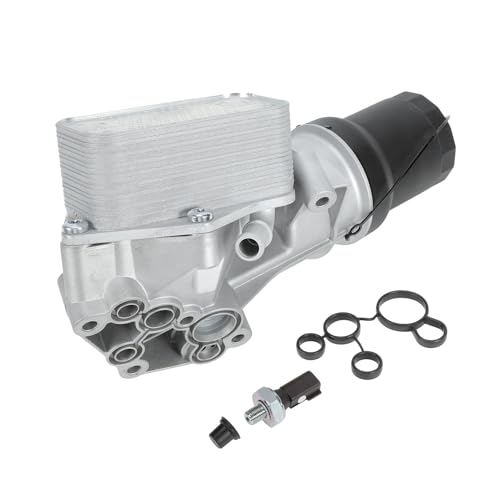 Aluminum Engine Oil Cooler Filter Housing with Sensor for Volkswagen Beetle 2006-2010 for VW Golf 2010-2014 Oil Cooler for VW Rabbit 2006-2009 No.07K115397D/07K115397A/07K115397B