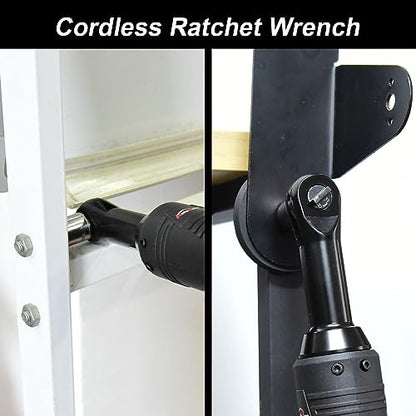 Extended 18V Cordless Electric Ratchet Wrench Set 3/8" Drive 450RPM 60 ft-lbs Power Ratchet Tool Kit with 1/4" Socket Adapter, 7pcs Socket, Charger and 2pcs 1.5Ah Lithium-Ion Batteries