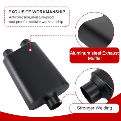Mufflers 2 Chamber 3.0" Universal Muffler Performance Exhaust Muffler 3.0 inch,Aggressive Sound,Black(3" center in/2.25" dual out/overall 18") - size: 3" center in | 2.5" dual out | overall 18", style: Center in |Dual out